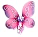 Girls Hot Pink and Purple Fairy Costume with Wings, Rosebud Wand and Tutu