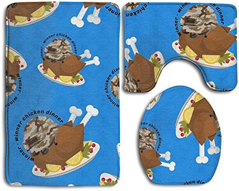 RUGS HHUH Helmet-camouflage-Winner-Winner-Chicken-Dinner Luxury Quick Water Absorption 3 Piece Bathroom Rug Set Bath Rug, Contour Mat, Lid Cover Non-Slip With Rubber Backing