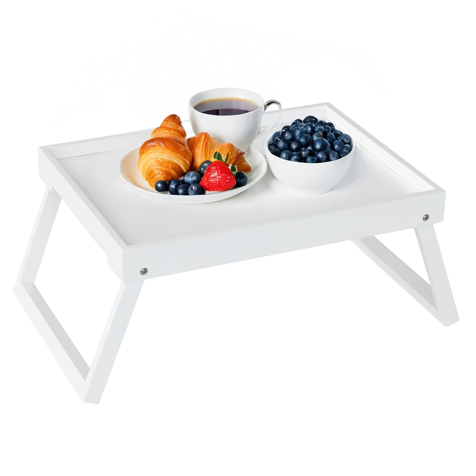Bamboo Bed Tray Table with Folding Leg, Breakfast