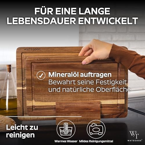 2er Set Schneidebrett Holz aus Akazie Premium mit Halter