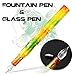 Lanxivi Wanwu Fountain Pen Fude Bent Nib and Glass Dip Pen Rainbow Illusion Celluloid Autumn Leaf Pocket Pen Calligraphy Set