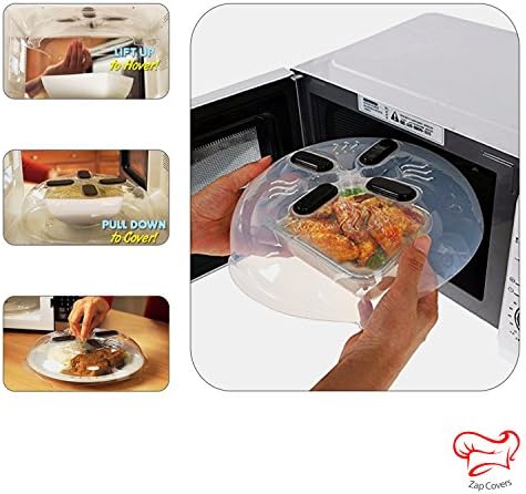 Magnetic Microwave Splatter Guard | Perfect Hover Cover for Microwave Dishes and Cooking | 11.5” Food Splatter Guard With Steam Vent| BPA-Free Plate Lid &amp; Dishwasher Safe |