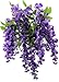 Artificial Wisteria Long Hanging Bush Flowers - 15 Stems For Home, Wedding, Restaurant and Office Decoration Arrangement, Lavender