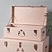Beautify Blush Pink Vintage Style Steel Metal Storage Trunk Set Lockable and Decorative with Rose Gold Handles - College Dorm and Bedroom Footlocker Trunks