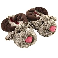 Komyufa Animal Slipper for Unisex Toddler Kids, Fleece Elk for Ladies Soft Cozy Booties Anti-Slip Sole Home Shoes