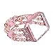 Falandi Apple Watch Band 38mm, Glittering Diamond Metal Rose Gold Case with Handmade Elastic Stretch Bracelet Fashion Women Girls Rhinestone Replacement Strap for iWatch Series 3/2 / 1(M, Pink-38mm)