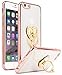 iPhone 6 6s Case, Bastex Ultra Thin Clear Luxury TPU Rose Gold Bumper Case Cover with Attachable Heart Pink Diamond Ring Holder for Apple iPhone 6/6s