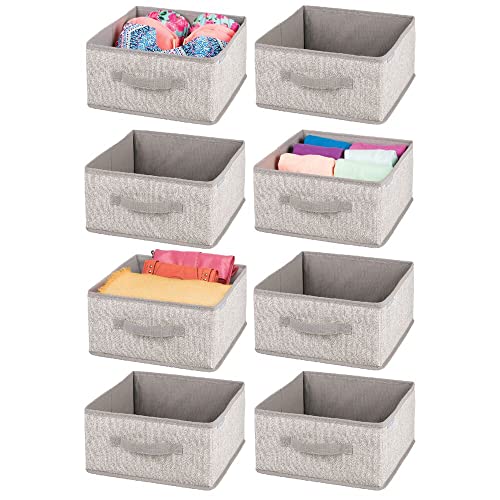 mDesign Soft Fabric Closet Organizer Box with Front Pull Handle for