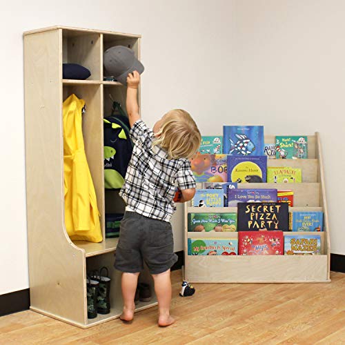FDP Birch 2Section Coat Locker with Bench, Storage Cubbies and Coat
