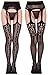 Toptim Womens Fishnet Thigh-High Stockings Tights Suspender Pantyhose Socks 2 Pack Black One Size