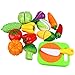 Peradix Play Food Cutting Set for Kids Kitchen Food Play Game with Plastic Velcro Toy Vegetable Cutting Board Set (with Sticker & Apron）