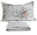 FADFAY Sheet Set King Vintage Rose 100% Cotton Hypoallergenic White and Grey Deep Pocket Fitted Sheet 4-Pieces King