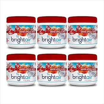 Bright Air Solid Air Freshener and Odor Eliminator, Winter Apple and Spice Scent, 14 Oz Each, 6 Pack