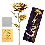 24 K Gold Rose, ProCIV Gold Foil Decoration Artificial Rose Flowers in Gift Box, Best Gift for Mother's Day, Valentine's Day, Wedding Day, Birthday, Christmas, Thanksgiving, Home Decor