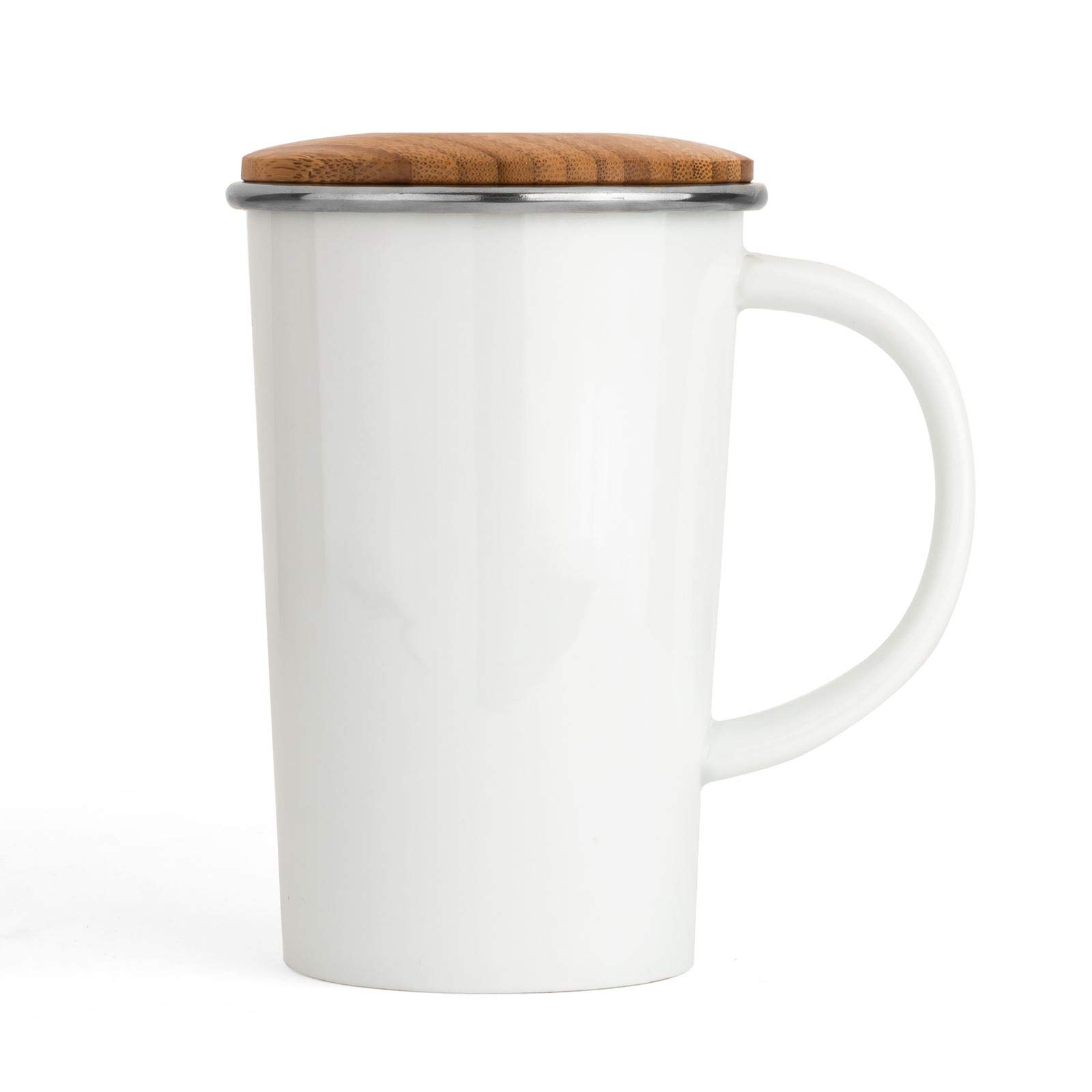 Bredemeijer Bamboo Tea Mug with Filter And Lid, White, 400 ml