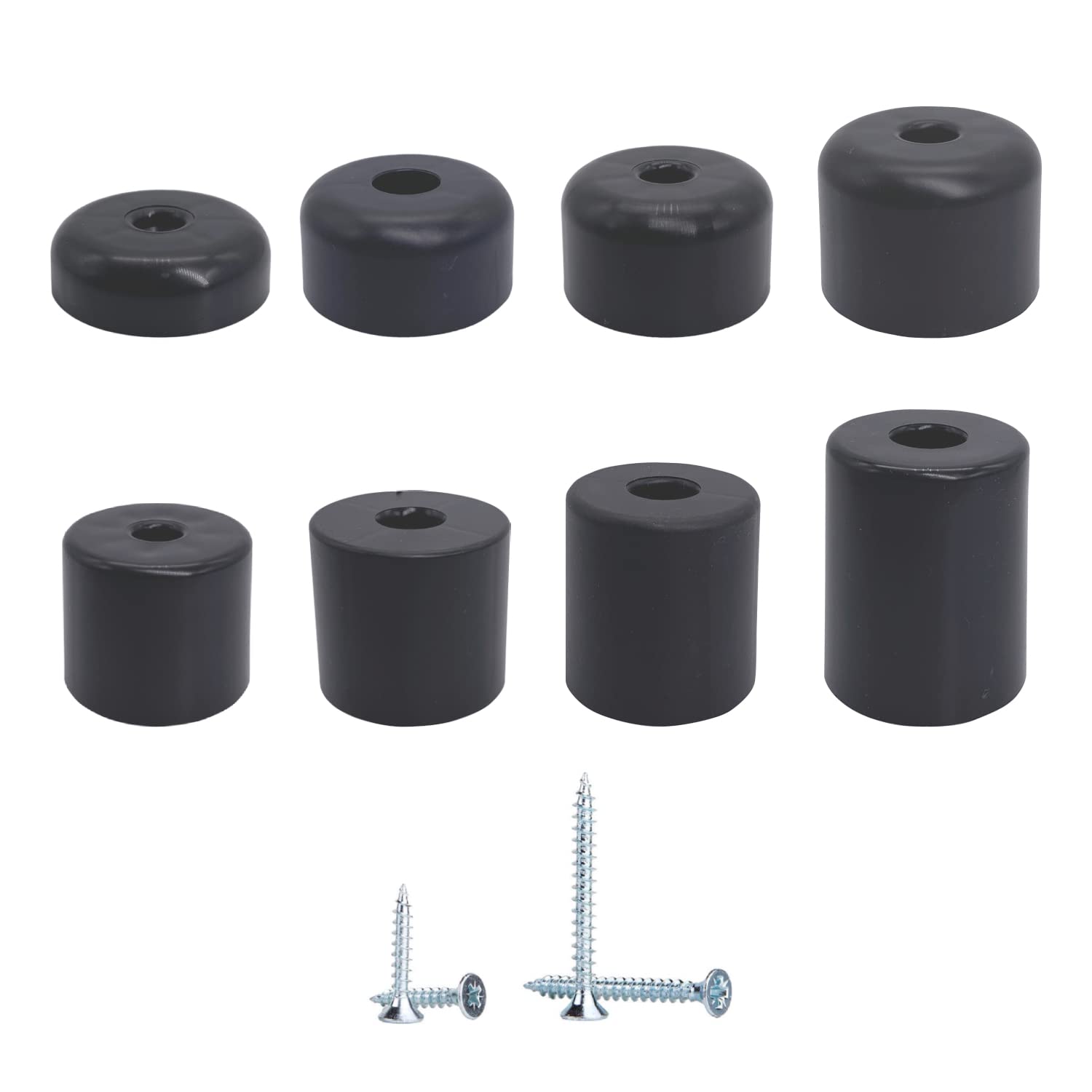 Marcopol (Pack of 4 pcs) Black Furniture Legs, Height 35 mm, Round Ø 50 mm Furniture Feet, Material Plastic, Screws Included (4, Height 35 mm)