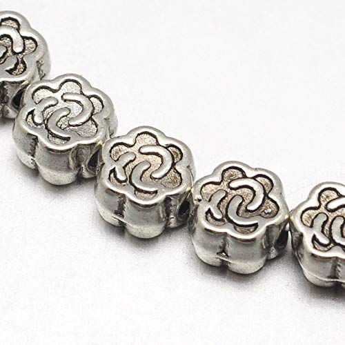 Tibetan Silver Bead Spacers Metal Beads 4 mm Pack of 45 Flower 1 String Spacer Beads for Crafts Jewellery Chain Bracelet Jewellery Parts