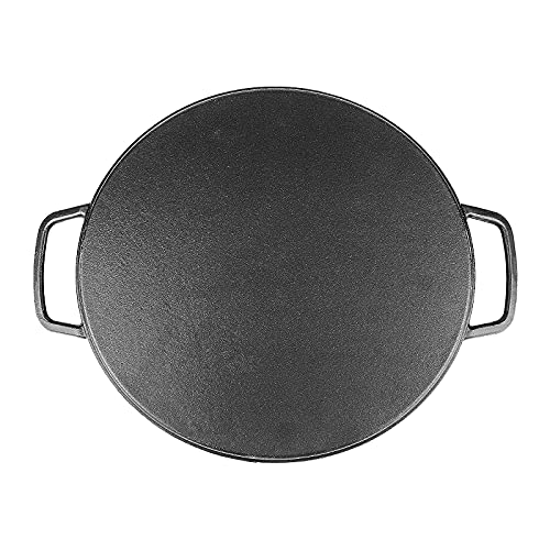 Hisencn 14" Preseasoned Cast Iron Pizza and Baking Pan With Loop Handles Stove, Oven, Grill
