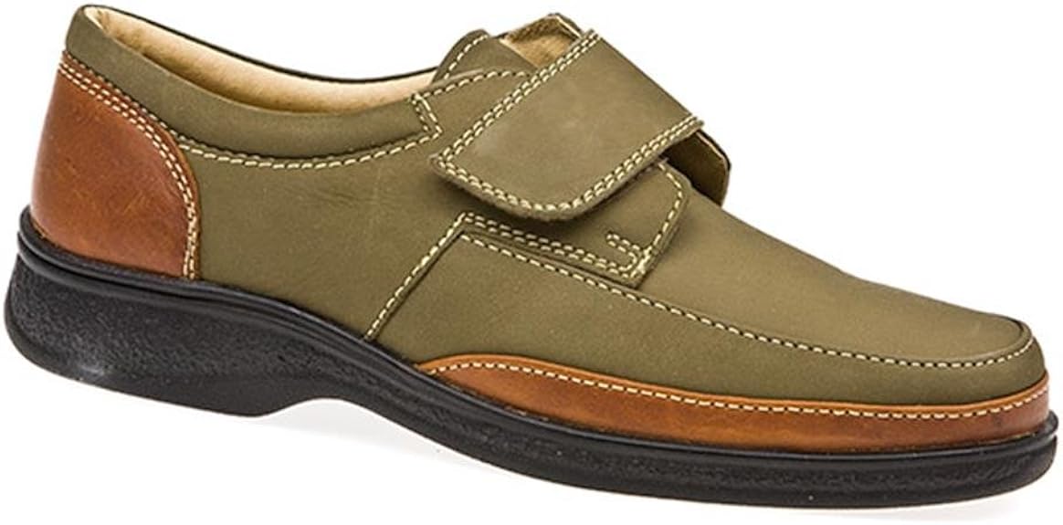 Pavers Touch Fasten Leather Shoe with Wide Strap 123 159 Khaki Nubuck