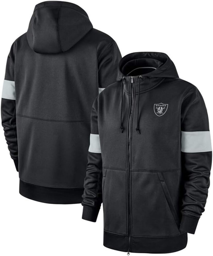 Men's Zip Hoodies,Oakland Raiders NFL Football Team Uniform Top Unisex Casual Comfortable American Football Sweatshirts,XL:175~180cm
