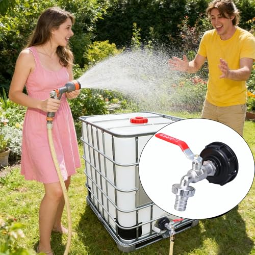 1000L 3/4" Brass IBC Tank Adapter, IBC Container Accessories, with Drum Cap Wrenches, for Faucet Garden Irrigation Hoses Accessories Tap Adapter