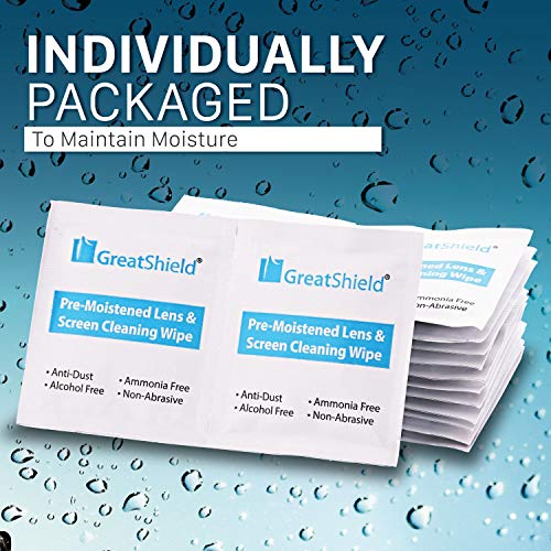 Screen Cleaning Wipes (200 Count), GreatShield Electronic Lens Wipes Anti Fog & Anti Static, Alcohol & Ammonia-Free Screen Cleaner for Eyeglasses, Cellphone, Tablet, Camera Lenses, VR, Keyboard & More