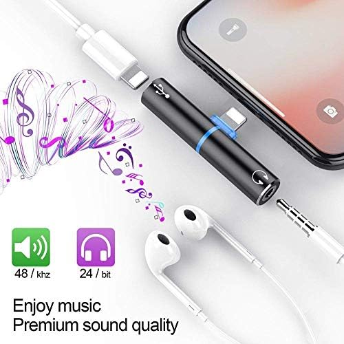 Fyugo iLightning Audio 3.5mm + Charging Port Splitter for iPhone X, iPhone 8, iPhone 8 Plus, iPhone 7 and iPhone 7 Plus (White)