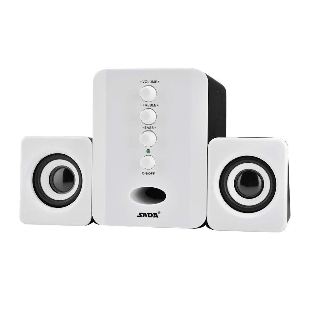 Cuifati PC Stereo Speakers,Mini USB 2.1 Wired Combination Speaker Bass Music Player Subwoofer,suitable for cellphone, tablet, laptop, PC, desktop computer (White)