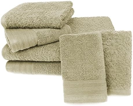 Kaufman - Zero Twist Jacquard Bath Towel Set. 2 Bath, 2 Hand & 2 Wash Towels- Taupe