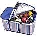 iwill CREATE PRO Blue Insulated Picnic Basket - Collapsible Ultra-Size Insulated Picnic Basket for Outdoor Picnic or Camping Use