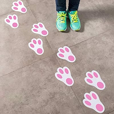 Amazon Com Easter Bunny Paw Print Floor Decals Stickers For