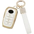 1797 Key Fob Cover for Toyota Land Cruiser 2018 2019 2020 Accessories Bling Car Remote Key Chain Case Shell 4 Button White Gold TPU
