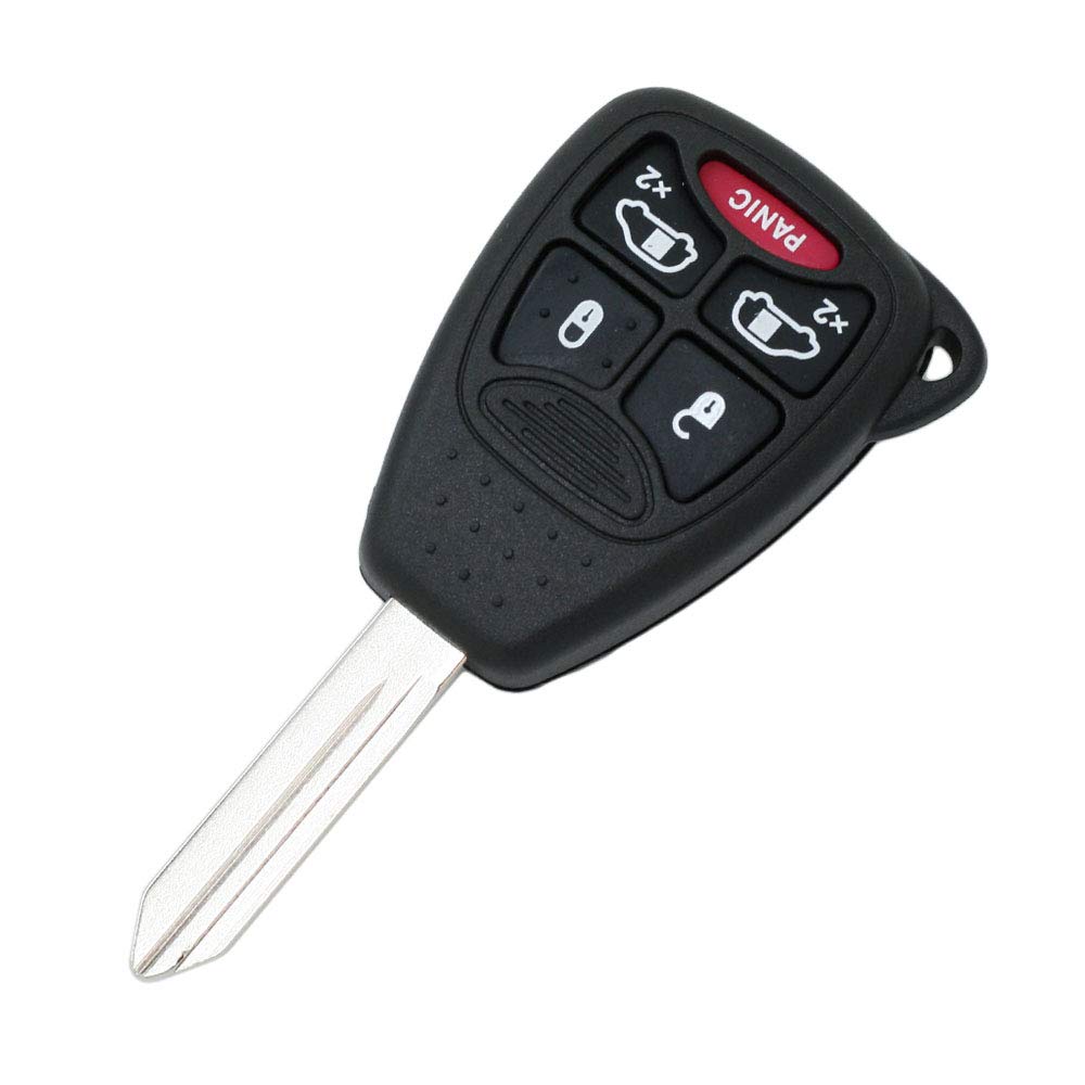 BROVACS Replacement Key Shell Compatible with CHRYSLER DODGE JEEP Keyless Entry Remote Key Case Fob 5 Buttons 4 BTN + Panic PG752E