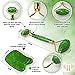 Certified Jade Roller for Face and Gua Sha - Real 100% Authentic Jade Stones - Anti Aging Massage that Reduce Puffiness, Wrinkles, and Dark Circles - Extra Double Pocket Pouch and Two Jade Hair Pins
