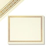 48-Sheet Certificate Paper - Letter Size Blank Diploma Paper, Gold Foil Border Specialty Award Paper, Laser & Inkjet Printer Friendly, Gold, 8.5 x 11 Inches