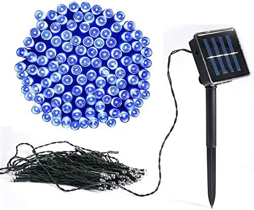 Solar Christmas Lights Outdoor, Solar Lights Outdoor Garden, Blue 200 LED Solar Powered Fairy String Lights, Waterproof 8 Modes Decorative Lights for Tree, Patio, Garden, Yard, Home, Wedding, Party