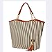 Hunnt® New Fashion Stripe Design Women Street Snap Candid Tote Single Shoulder Canvas Bag Handbag (Black)