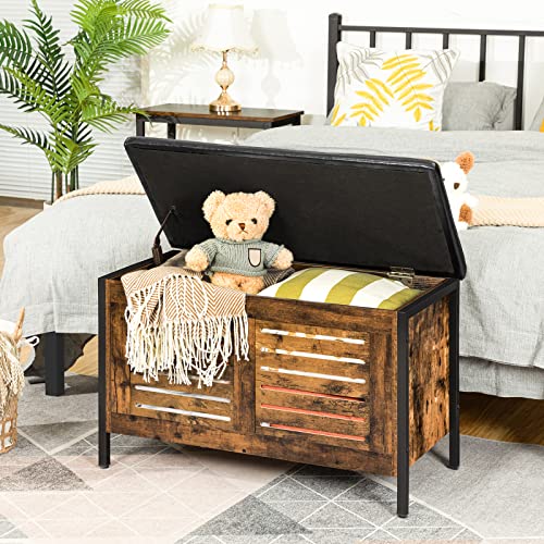 HOOBRO Storage Chest, Wooden Toy Chest, Storage Bench with Padded Seat
