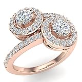 1.02 ct tw J I1 Two-Stone Diamond Halo Setting