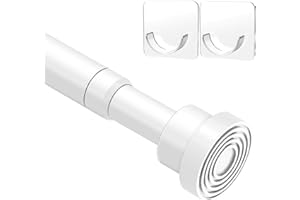 MOEROTER Spring Curtain Rod 33 to 56 Inch Adjustable White Curtain Rod No Drilling Non-Slip Tension Rod for Window, Doorway, Closet, Door, Wardrobe