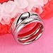 LineAve His Hers Couple Real Love Matching Heart Ring Mens Womens Wedding Band Stainless Steel