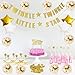 Twinkle Star Theme Party Decorations Kit-Glitter Letter Banner Dessert Table Confettie Cake Toppers Star Balloons for Kids Birthday New Year and Christmas Festa Party