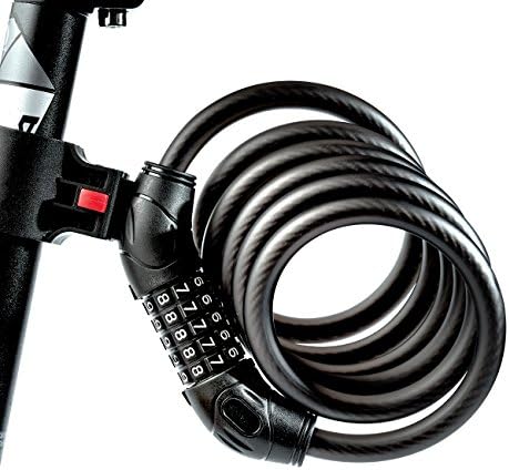 WHEEL UP Bike Lock Cable 5 Digit Resettable Combination Coiling Cable Anti-theft Locks Password Cable Steel Wire Lock Bicycle Parts for Bicycle Outdoors ,6-Feet x 1/2-Inch Steel Cable