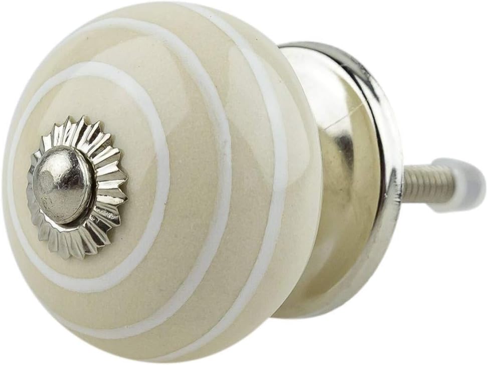 001GNEZ Furniture Knob Furniture Handle Single Circles Beige Cream Jay Knob Ceramic Porcelain Hand-Painted Shabby Chic Vintage Furniture Knobs for Cupboard Drawer Chest Door