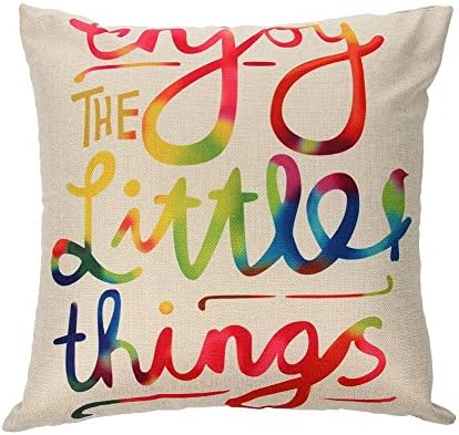 Ogisele Unique Pillow Shams Beautiful Cotton Linen enjoy the little things Pattern Sofa Simple Home Decor Throw Pillow Case Cushion Cover 18x18
