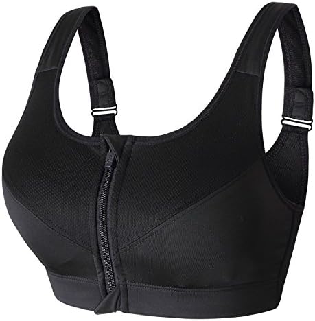 Beepeak Women's High Support Push Up Zip Front Racerback Padded Impact Sports Bra