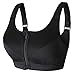 newlashua high Support Sports Bras for Women - Zip Front Sports Bra Push Up - High Impact Adjustable Compression Post Surgey Bra XL Black