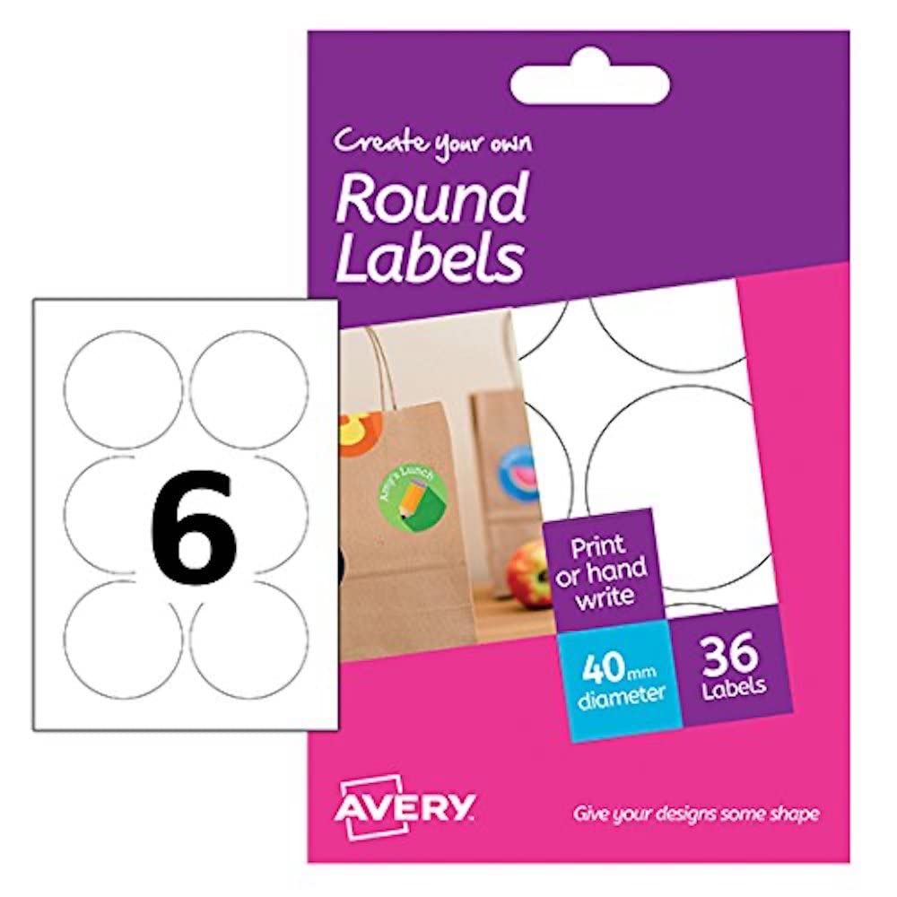 Avery Create Your Own Self-Adhesive Removable Round Labels, 6 Labels Per A6 Sheet