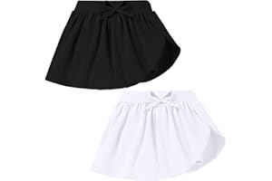 NARPLO 2 Pack Toddler Girls Skirts Skorts Built in Shorts Elastic Flared Baby Flowy Tennis Athletic Skirts Skorts for Girls