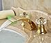 Rozin Luxury Gold Finish Waterfall Bathroom Sink Faucet Two Crystal Knobs Widespread Mixer Tap